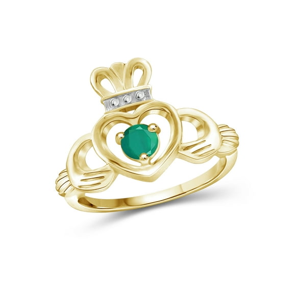 JewelersClub 0.28 Carat T.G.W. Emerald 14K Gold Over Silver Heart Crown Ring