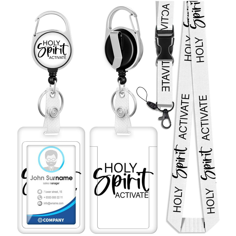 ID Badge Holder with Lanyard and Retractable Badge Reel Belt Clip, Unique  Christian Key Keychain Lanyards Clip On Badge Extender Vertical ID Sleeve
