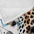 thumbnail image 4 of Ambesonne Leopard Fleece Throw Blanket Watercolor Minimal Modern 60"x80" Brown White and Blue, 4 of 5