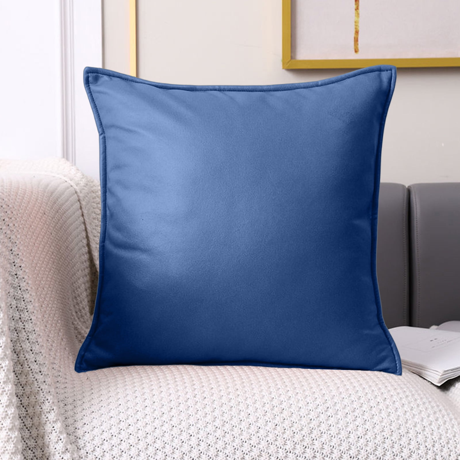 Btomtd Solid Color Sofa Pillows 18 x 18, Breathable Couch Pillows and Bed Cushions, Decorative Throw Pillows for Living Room, Bedroom or Outdoor Use, Size 18" x 18", Dark Blue