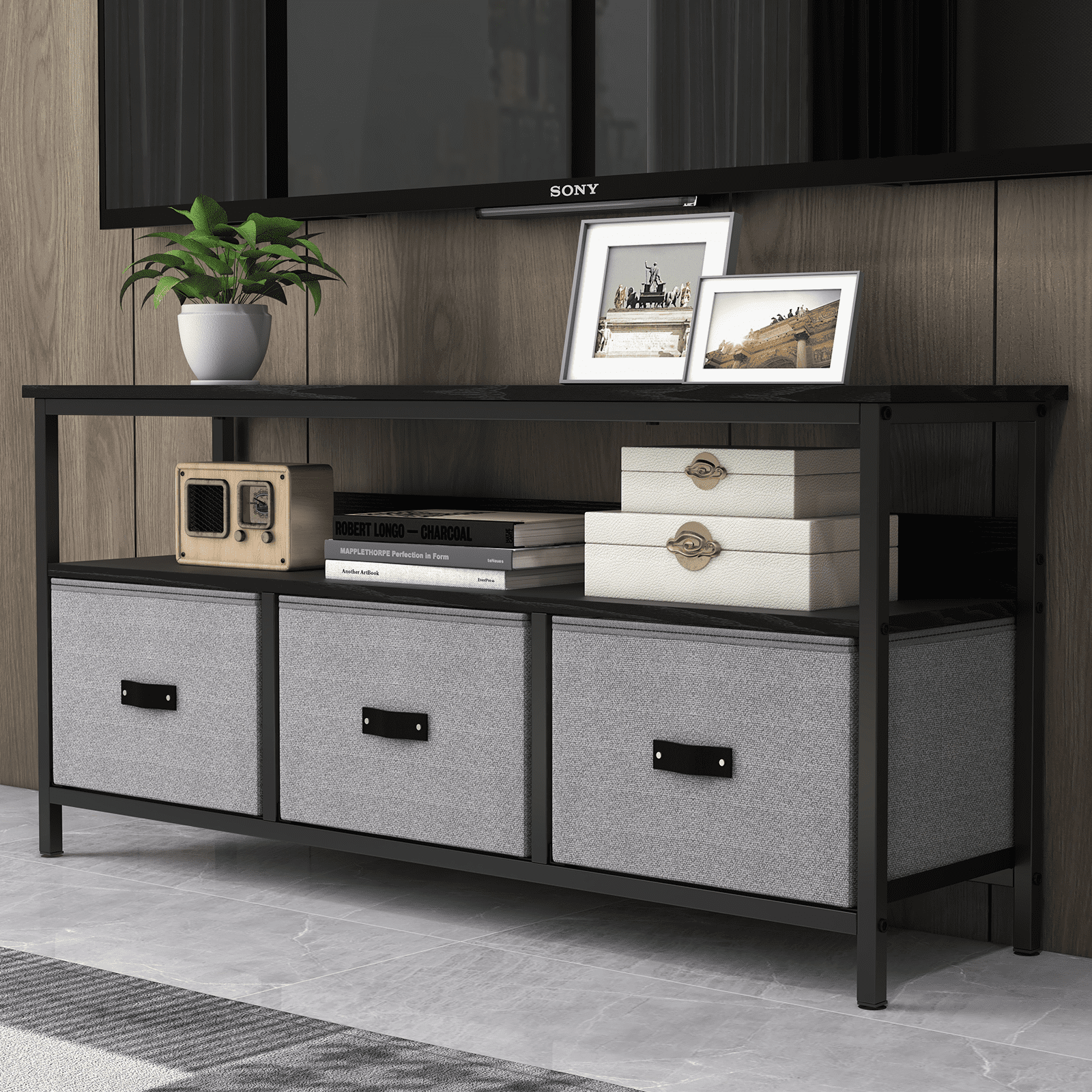 Ashion TV Stand for TVs up to 55", 47.3 inch Dresser TV Stand with 3 Storage Drawers and Shelves for Home