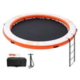 thumbnail image 2 of KFFKFF Blow-Up Floating Station, ø8FT Inflatable Water Platform with ø5FT Trampoline Mesh Pool, Anti-Slip Floating Water Mat, Comes with Handy Carry Bag & Removable Staircase for Poolside, 2 of 9