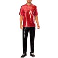 thumbnail image 2 of INSPIRE CHIC Holographic T-Shirts for Men's Crew Neck Short Sleeved Party Disco Shiny t Shirt M Red, 2 of 5