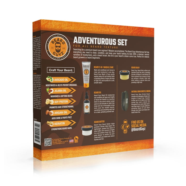 Beard Guyz Adventurous Grooming Set, Wash Kit, Growth Oil