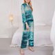 thumbnail image 3 of Balery Turquoise Ocean Reflection Conjunto de Pijama con Estampado para Mujer, Conjunto de Dos Piezas con Manga Larga, Ropa de Dormir Suave con Bolsillos, Pijamas Cómodos-Large, 3 of 7