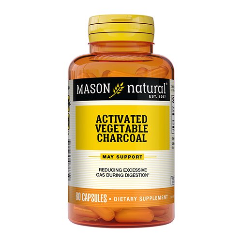 Mason Natural Activated Vegetable Charcoal Capsules, Digestive Aid 60 Ea, 6 Pack