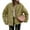Army green, variant on Fall Winter Collarless Women Casual Crewneck Zipper Coat Lightweight Quilted Jacket