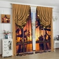 thumbnail image 4 of Sunset View Curtains, Tropical Palm Tree Summer Orange Sunrise Seaside Scenery Print Blackout Window Drapes for Living Room Bedroom Cafe 84x84in, 4 of 5