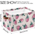 thumbnail image 3 of Large Foldable Storage Bin Pink Strawberry Fabric Storage Baskets Collapsible Decorative Baskets Organizing Basket Bin with PU Handles for Shelves Home Closet Living Room-2Pack Decor Gifts, 3 of 7