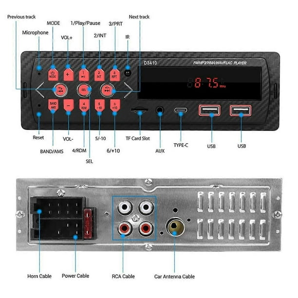 1DIN In-Dash Car Radio Stereo Digital Bluetooth Audio Music Stereo Car Player Radio MP3 Player USB//AUX-in