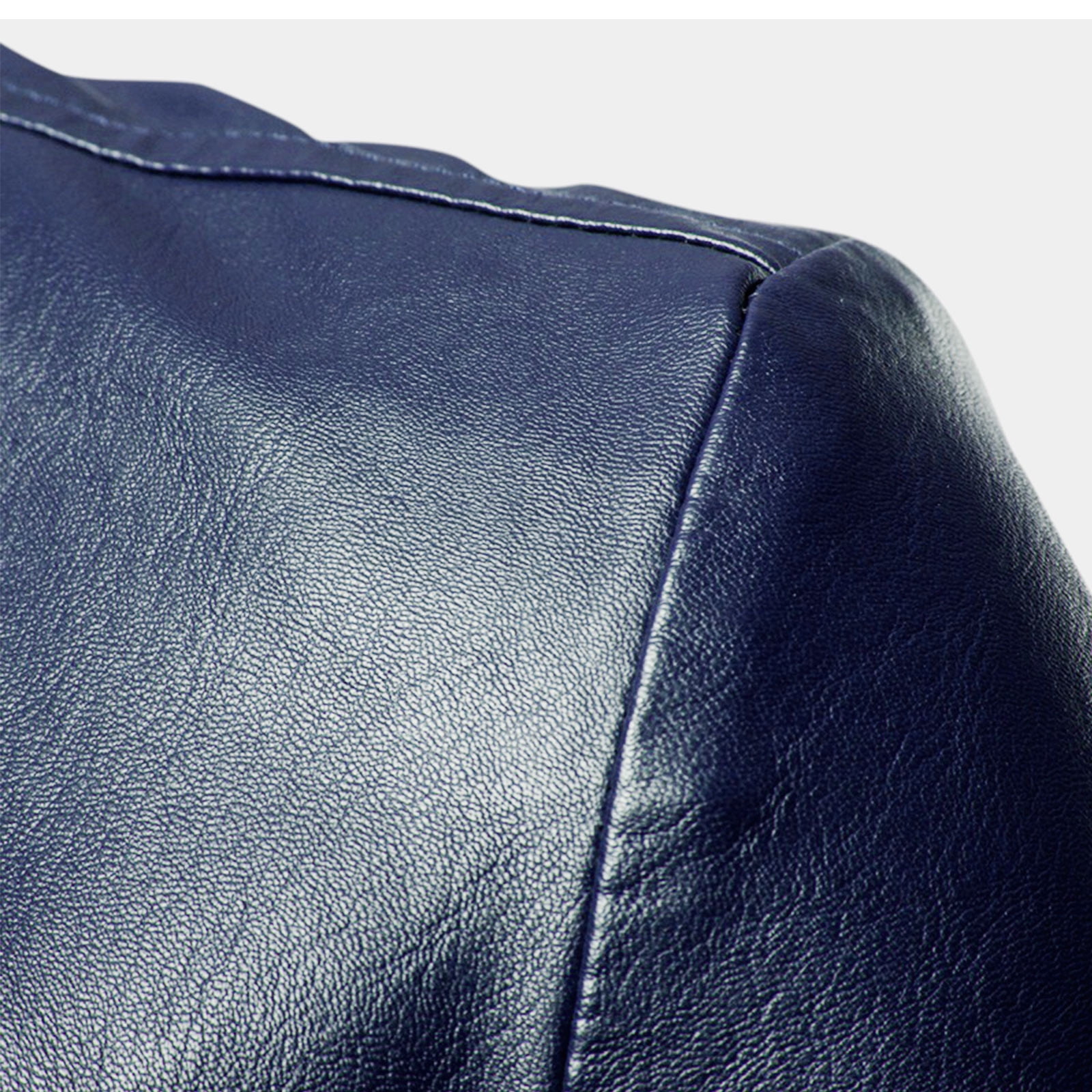 YLSDY Men's Faux Leather Blazer Jacket Slim Fit Button Up Long Sleeve Business Wedding Party Coat Dark Blue XXXXL