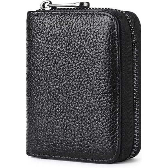 Leather Credit Card Holder, Zipper Credit Card Holder, Credit Card Holder for Women Men, RFID Card Holder Credit Card Wallet with 9 Slots for Women Men