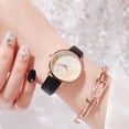 thumbnail image 4 of Reloj de pulsera de cuero de PU de moda para mujer Reloj de cuarzo con esfera redonda y patrón de hoja (negro), 4 of 4