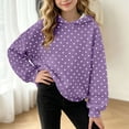 thumbnail image 4 of Girls' Polka‑Dot Print Pullover Hoodie, Long Sleeve Oversized Kids Hooded Sweatshirt, Casual Loose‑Fit for School Wear, Playdates Chilly‑Day Activities Purple 140, 4 of 8