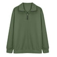 thumbnail image 4 of Boys Quarter Zip Pullover, Hoodless Sporty Sweatshirt with Ribbed Cuffs, Solid Color Long Sleeve Top for Kids, Youth Athletic Casual Wear Green 110, 4 of 6