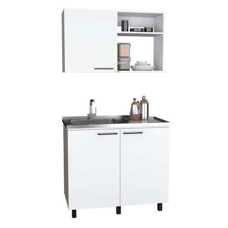 Alexandria 2 Piece Kitchen Set, Burwood Wall Cabinet & Burwood Utility Sink, White