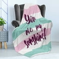 thumbnail image 4 of Saying Soft Flannel Fleece Throw Blanket, Horizontal Striped Setting with Sunshine Phrase on Foreground Love Romance Theme, Cozy Plush for Indoor and Outdoor Use, 50" x 60", Multicolor, by Ambesonne, 4 of 5