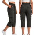 thumbnail image 4 of felwors Womens Capris with Pockets Loose Fit Casual Capri Pants Dressy Lightweight Ladies Baggy Cargo Pants for Hiking Dark Gray for Size XXL, 4 of 7