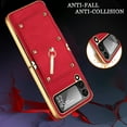 thumbnail image 5 of Fashion Ring Holder Case Compatible for Samsung Galaxy Z Flip 4 5g Case 2022, Shockproof PU Leather Cover Hand Strap Protective Stand Flip Phone Case for Samsung Flip 4 Case, 5 of 6