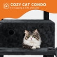 thumbnail image 3 of BouPower 68.5-Inch Heavy-Duty Cat Tree for Large Cats & Indoor Cats, Multi-Level Cat Tower with 2 Condos, Plush Perches, Sisal Scratching Posts, Hammock, Basket & Dangling Balls, Black/Grey, 3 of 7