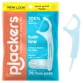 thumbnail image 1 of Hilo dental con soportes Plackers Twin Line Cool Mint 75 unidades, 1 of 7