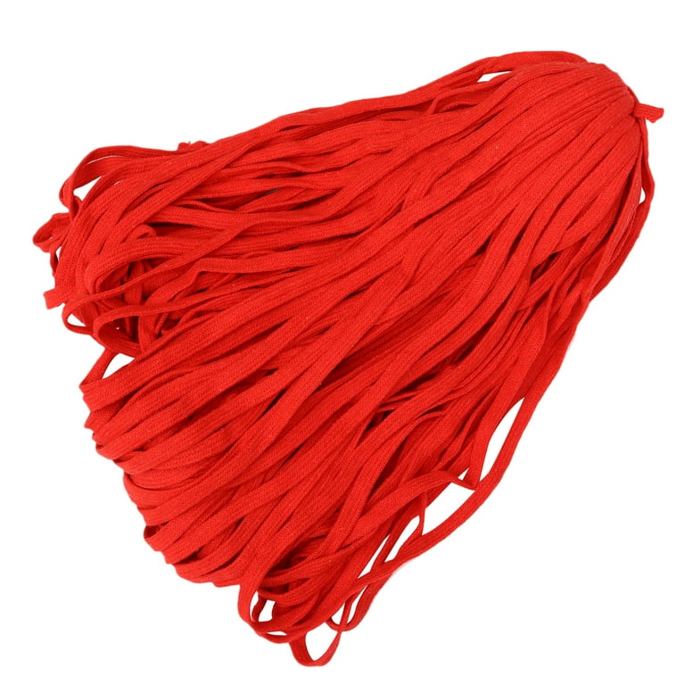 1 Roll 10mm Width Flat Rope Bright Color Multi-functional Braided Cotton  Rope Costume Waist Rope for DIY Art Craft (Red)