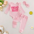 thumbnail image 2 of TOWED22 Infant Newborn Baby Girl Clothes Outfits Ruffled Long Sleeve Romper Pants Set Headband Toddler Clothing 3Pcs,3-6 M, 2 of 7