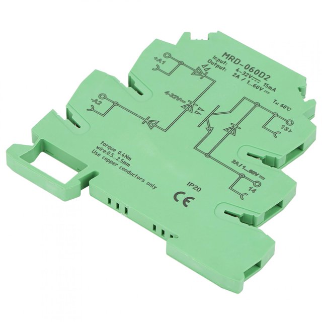 TOPINCN MRD-060D2 Entrée de Module Relais à Semi-Conducteurs Ultra-Mince de 6,2 Mm 4-32VDC NO, Module Relais à Semi-Conducteurs, Relais à Rail DIN