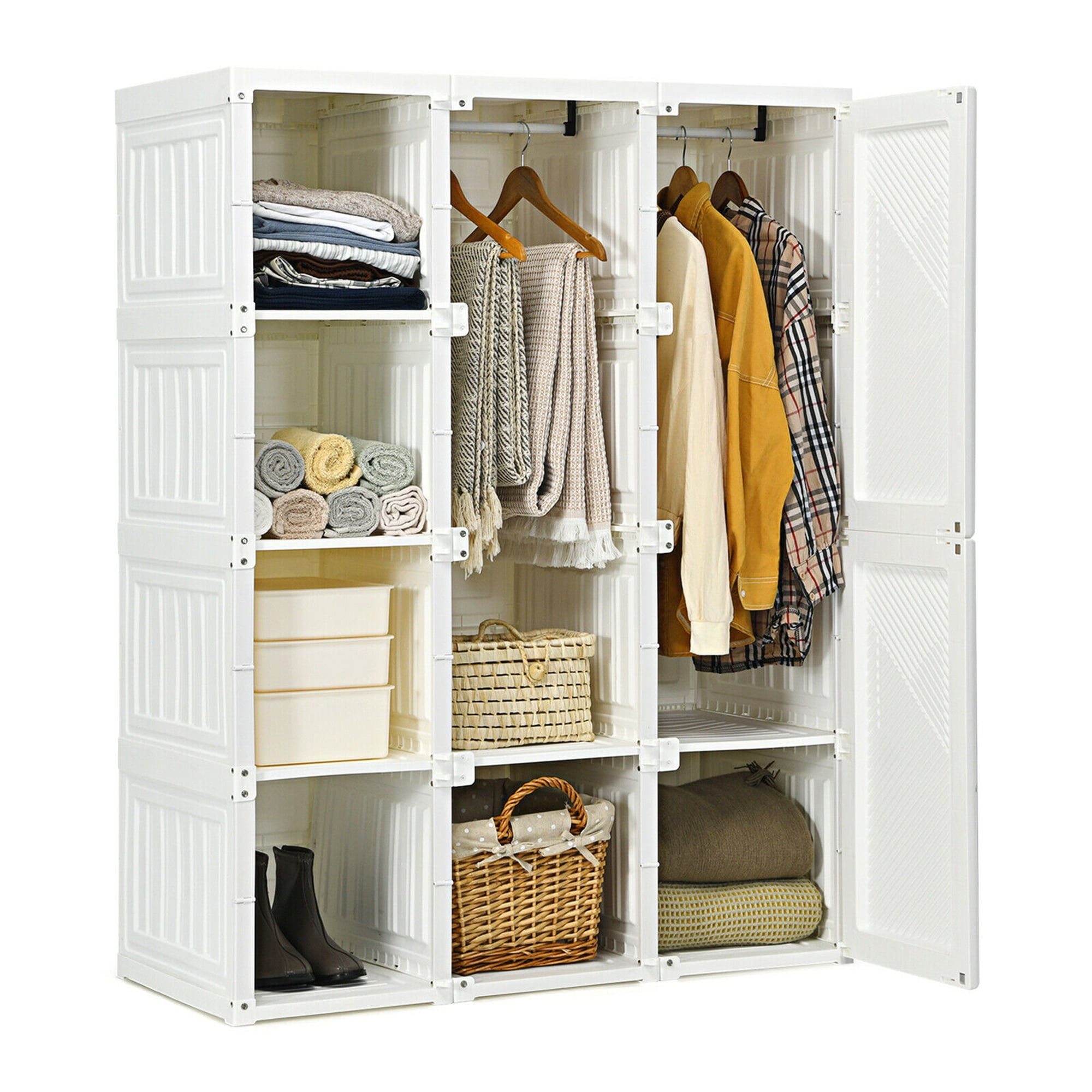 Portable Wardrobe Closet Bedroom Clothes Organizer Cube Hanging Storage Cabinet 