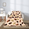 thumbnail image 2 of Throw Blanket for Couch Sofa and Bed, Brown Beige Chocolate Print Super Soft Plush Throw Blanket, Fuzzy Cuteness Comfy Warm Washable Flannel Blanket & Throws for All Season 80"x60", 2 of 5