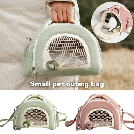 Eisoary Pet Carrying Bag Breathable Small Pet Carrier Bag Comfortable Pet Travel Tote Bag for Hamster Guinea Pig Rabbit Pink