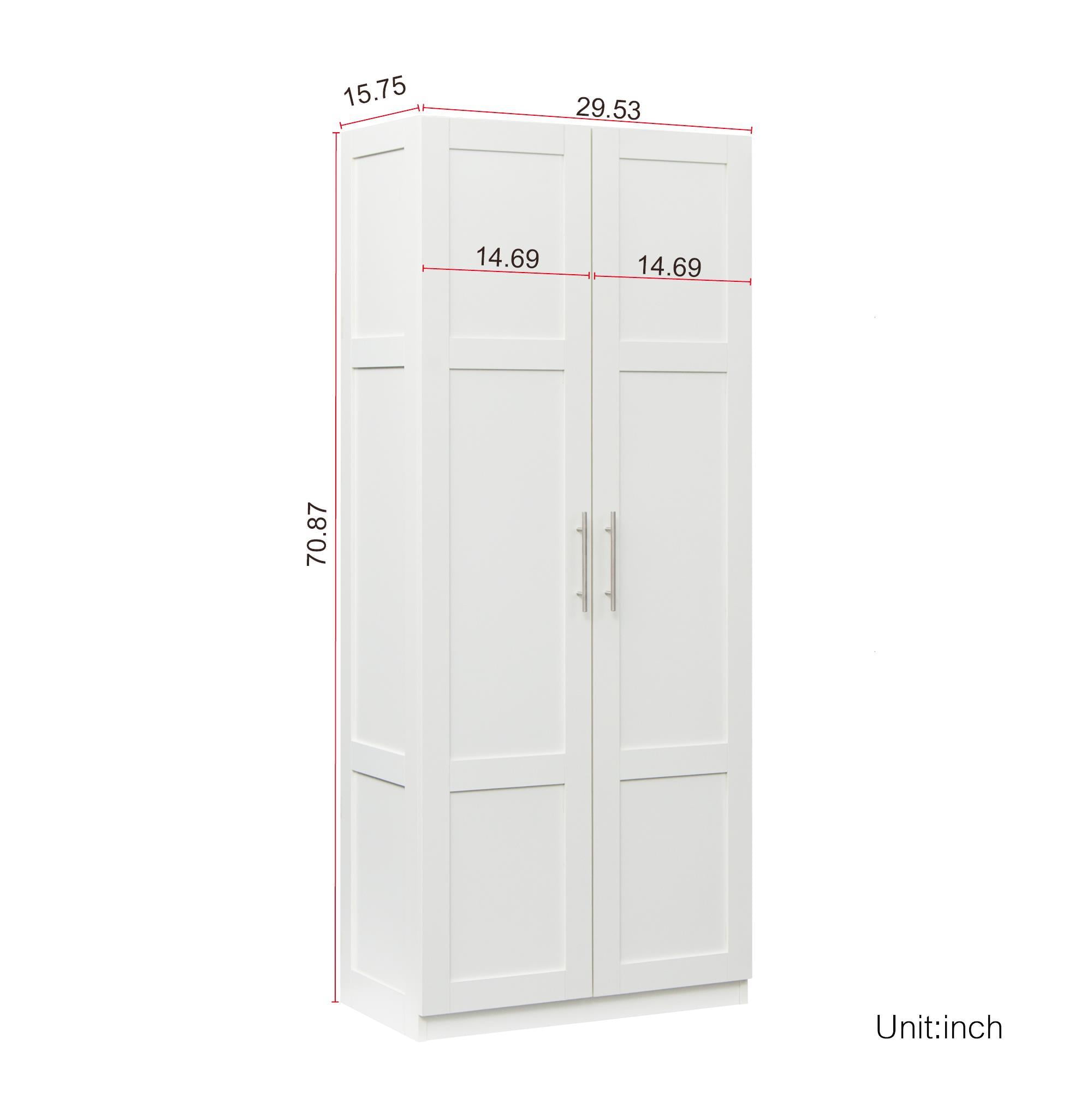 UBesGoo 71" Kitchen Pantry Cabinet with Doors and Shelves Double Door Storage Cabinet, White