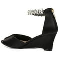 thumbnail image 5 of Journee Womens Connor Back Heel Zip Gemstone Ankle Strap Wedge Sandals, 5 of 10