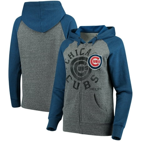 - Chicago Cubs 5th & Ocean by New Era Women's Tri-Blend Raglan Fleece Full-Zip Hoodie - Heathered Gray/Royal