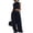 Navy, variant on Trendy Outfits for Women 2 Piece Sleeveless Turtleneck Tank Crop Top & Wide Leg Baggy Pants Set with Pockets (XL, Black)