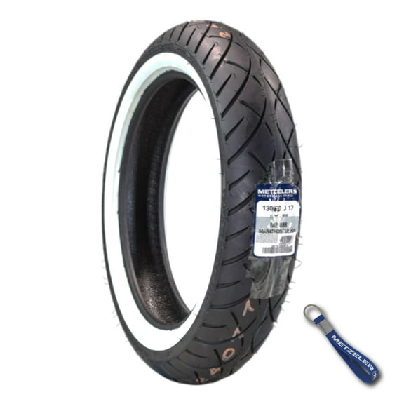 Metzeler ME 888 Marathon Ultra White Wall 130/80 B17 Front Tire with Keychain