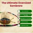 thumbnail image 2 of Handmade 21" Large Mexican "Mexico" Sombrero With Serape Cinco De Mayo Party Hat, 2 of 9