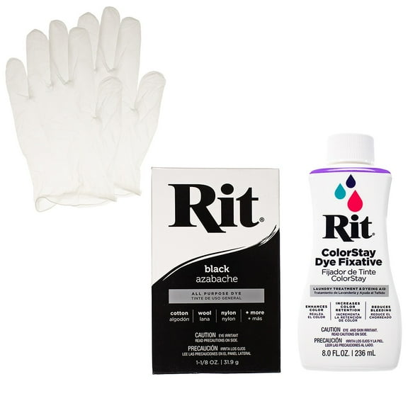 Rit Dye Powder with ColorStay Fixative Bundle – All in One Kit with Gloves to Reduce Color Bleed