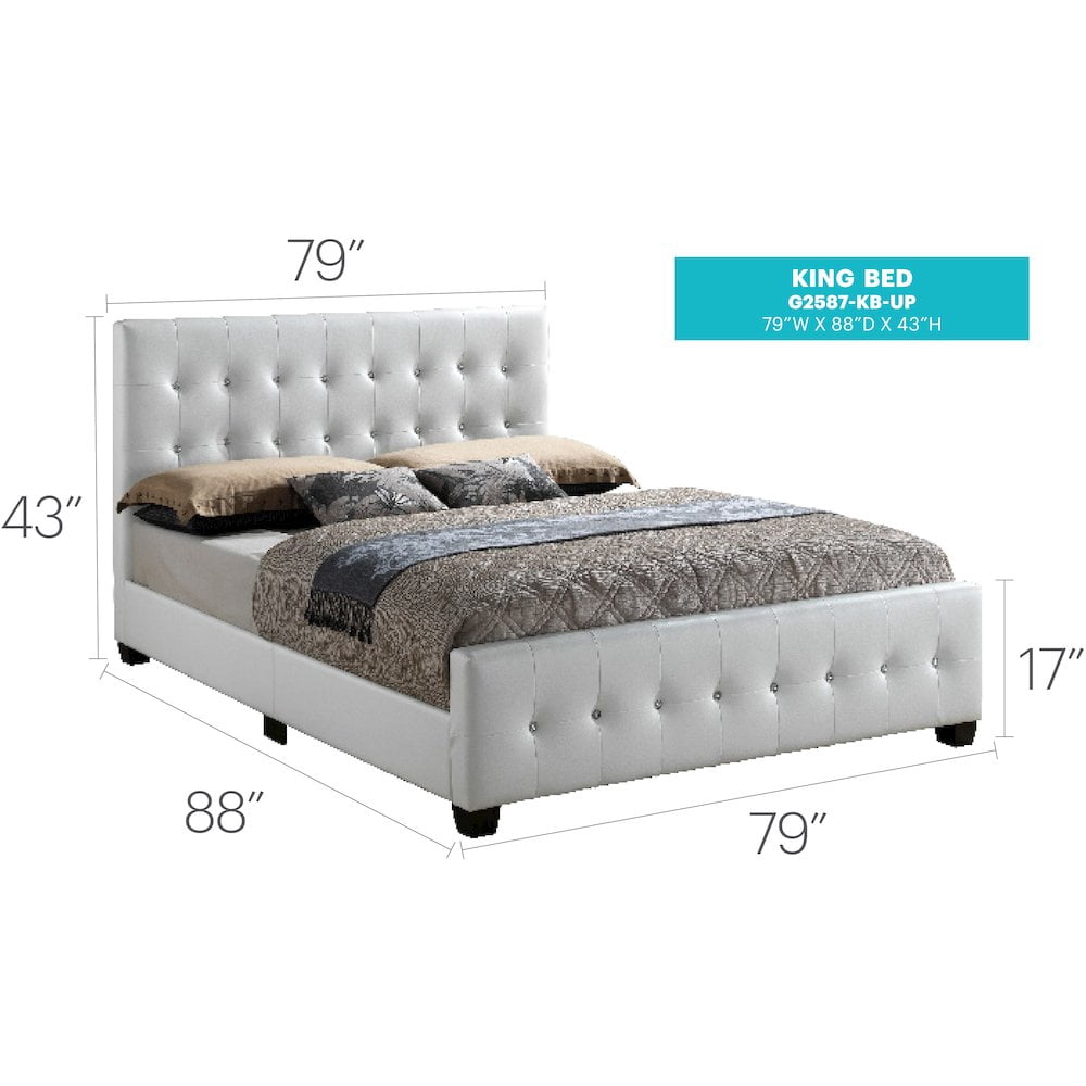 Glory Furniture Diamond King Bed in White Color