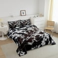 thumbnail image 4 of Western Brown Cowhide Comforter Set,Aztec Black White Cow Print Bedding Set Full Rustic Farm Animal Down Comforter Men Women,Cowboy Cowhide Quilt Duvet Set Bedroom Decor 3 Pcs, 4 of 5