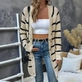 thumbnail image 6 of Women'S Stripe Button Long Cardigan Sweater Casual Fall Knit Sweater Apricot L, 6 of 9