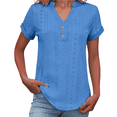 thumbnail image 5 of Vinsonshop Embroidered Blouse Dressy Casual Loose Fit Summer Eyelet Business Shirts V Neck Eyelet Tees Eyelet Embroidery Blouses T Shirts Cute Summer Tops for Women (S-5XL), 5 of 9
