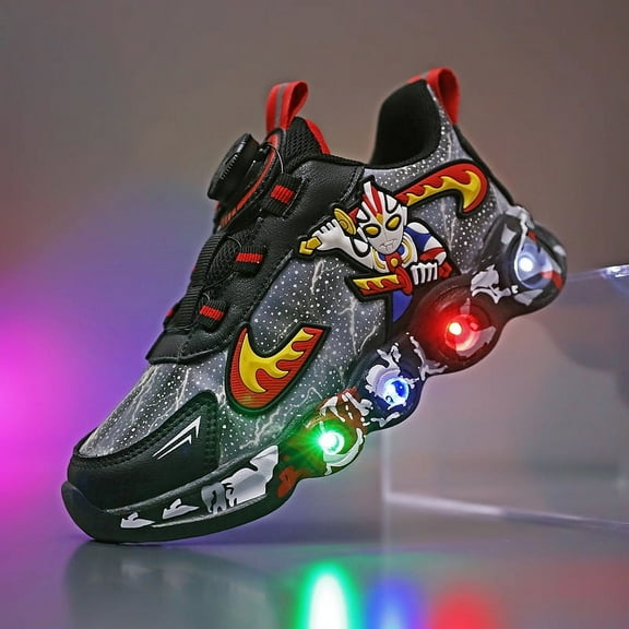 Kids LED Light Up Sneakers Boys Running Shoes Lightweight Sport Outdoor Walking Shoes for Boys Christmas Birthday Children Show Gift (Toddler/Little Kid/Big Kid)