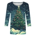 thumbnail image 5 of LEKWK Christmas Womens Tshirts Graphic Xmas Tree Crew Neck 3/4 Sleeve Tops Women's Funny Christmas Shirt Cute Womens Christmas Top, 5 of 5