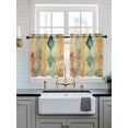 thumbnail image 2 of Orange Teal Red Tier Curtains 24 Inch Length,Sheer Curtains for Bedroom Living Room Window Boho Ethnic Abstract Splashing Art Rod Pocket Drapes Kitchen Curtains Small Half Window 27.5"x24" 2 Panels, 2 of 7