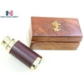 thumbnail image 3 of Antique Marine Small Brass Telescope 6 "with Nautical Pirate Wood Box, 3 of 4
