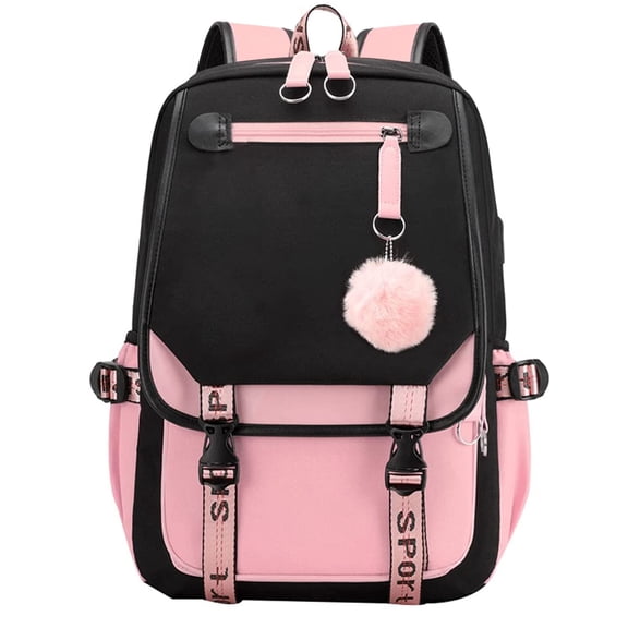 Backpack for Girls Kids Schoolbag Teen Bookbags Casual College Daypack with USB Charging Port, by PAKASEPT