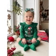 thumbnail image 6 of Loicainy Infant Baby Girl Christmas Outfit 3 6 9 12 18 Months Letters Romper with Plaid Shorts Headband Socks Clothes Set, 6 of 9