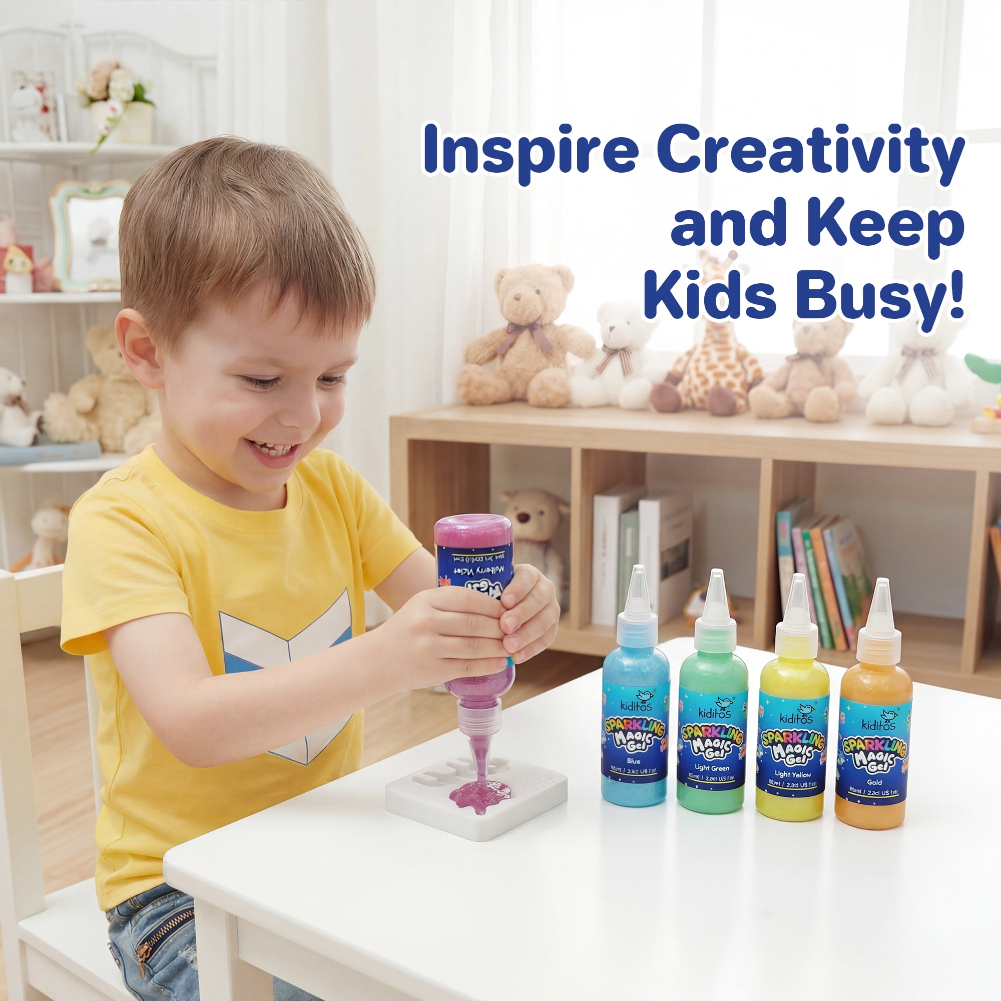 Kiditos Magic Water Elf Toy Kit, Aqua Fairy Water Gel Kit-20 Magic Gels &10 Molds–Make Your Own Water Pets&Squishy Toys–Creativity DIY Craft Kit,Birthday Gifts&Party Favors for Kids Ages 3+