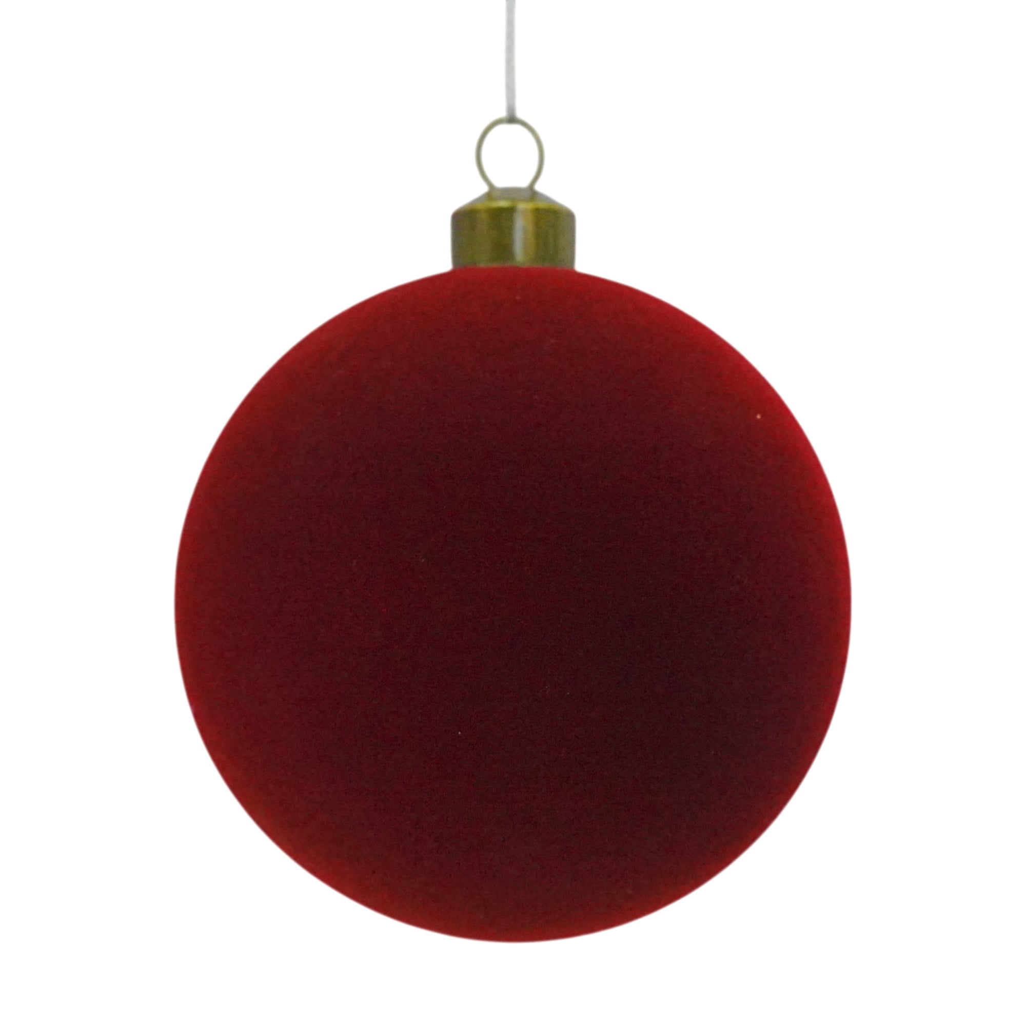 4-Count Dark Red Velvet-Feel Ball Shatterproof Christmas Ornaments, 3.9", by Holiday Time